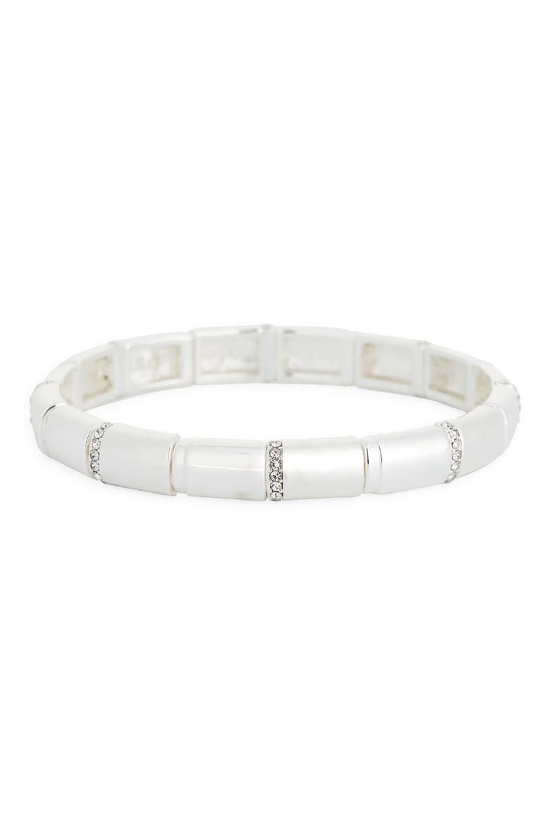 Cubic Zirconia Tube Stretch Bracelet, Main, color, CLEAR- SILVER