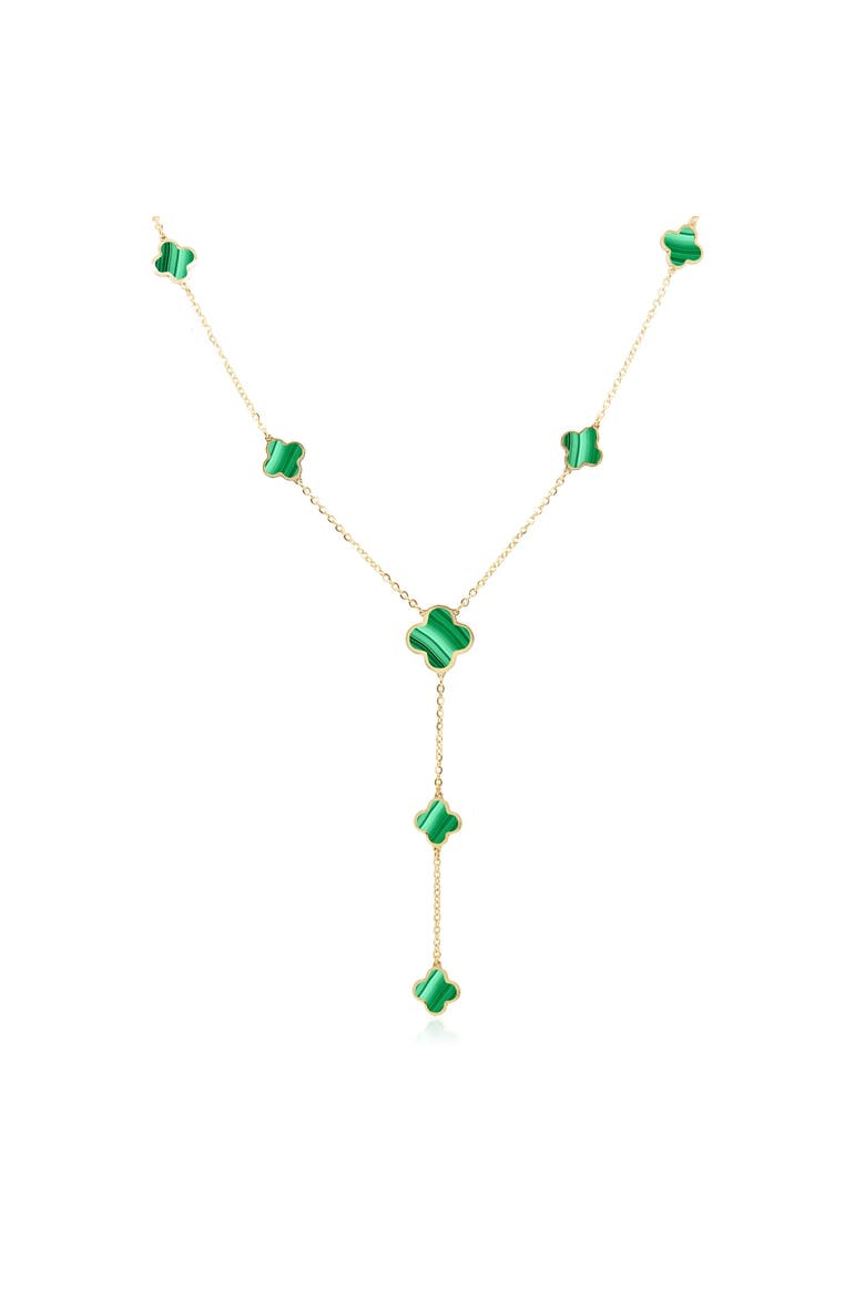 Malachite Clover Station Lariat Necklace, Main, color, Malachite
