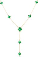 The Lovery Fine Jewelry Malachite Clover Station Lariat Necklace