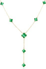 The Lovery Fine Jewelry Malachite Clover Station Lariat Necklace