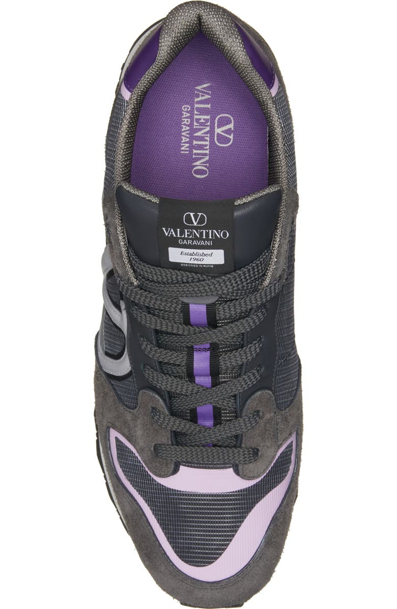 Valentino Garavani VLOGO Mixed Media Sneaker, Alternate, color, Grigio/ Graphite/ Violet