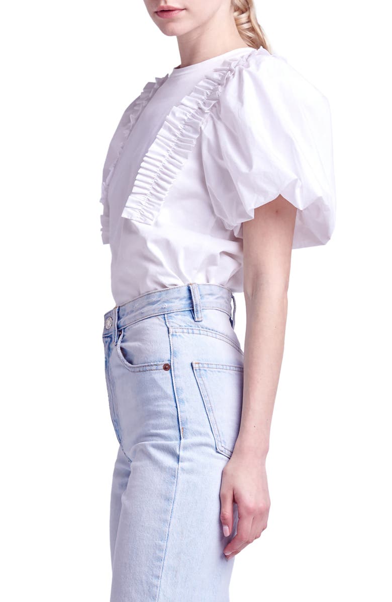 English Factory Ruffle Puff Sleeve Blouse, Alternate, color, 