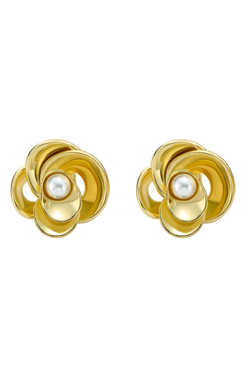 Ted Baker Flores Faux Pearl Stud Earrings In Gold Tone/pearl