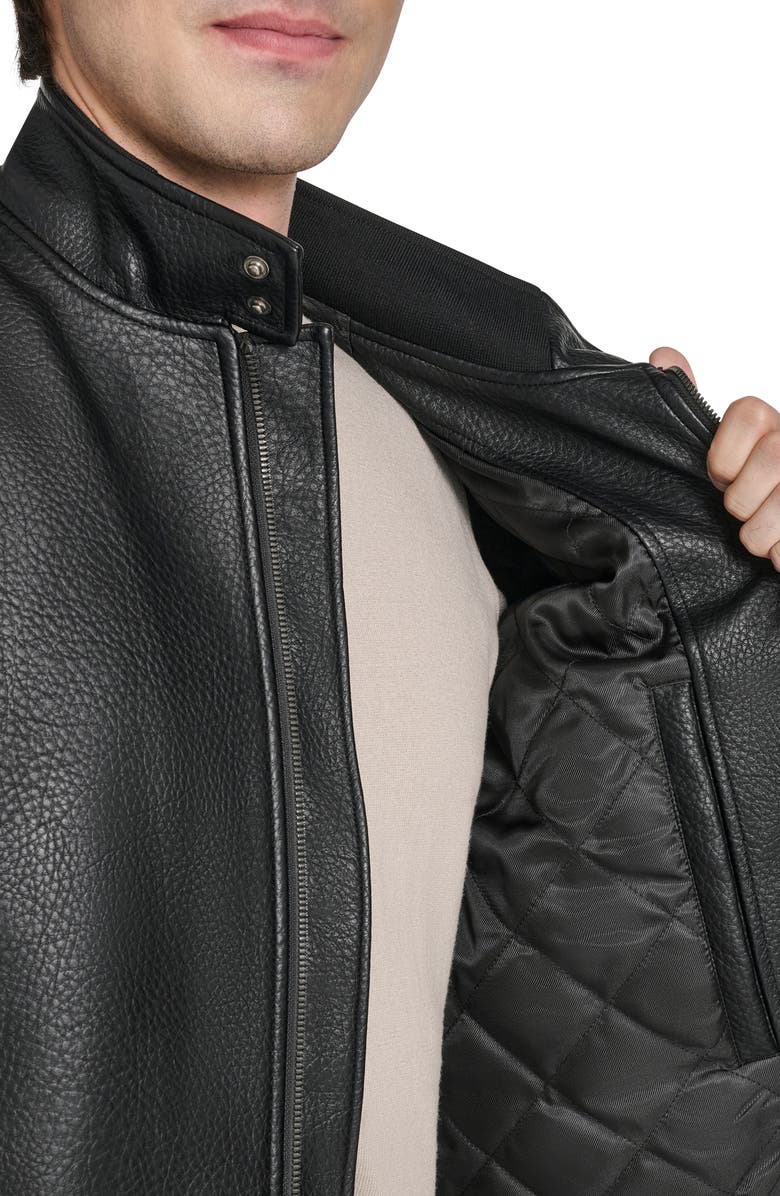 Cole Haan Signature Faux Leather Bomber Jacket, Alternate, color, Black