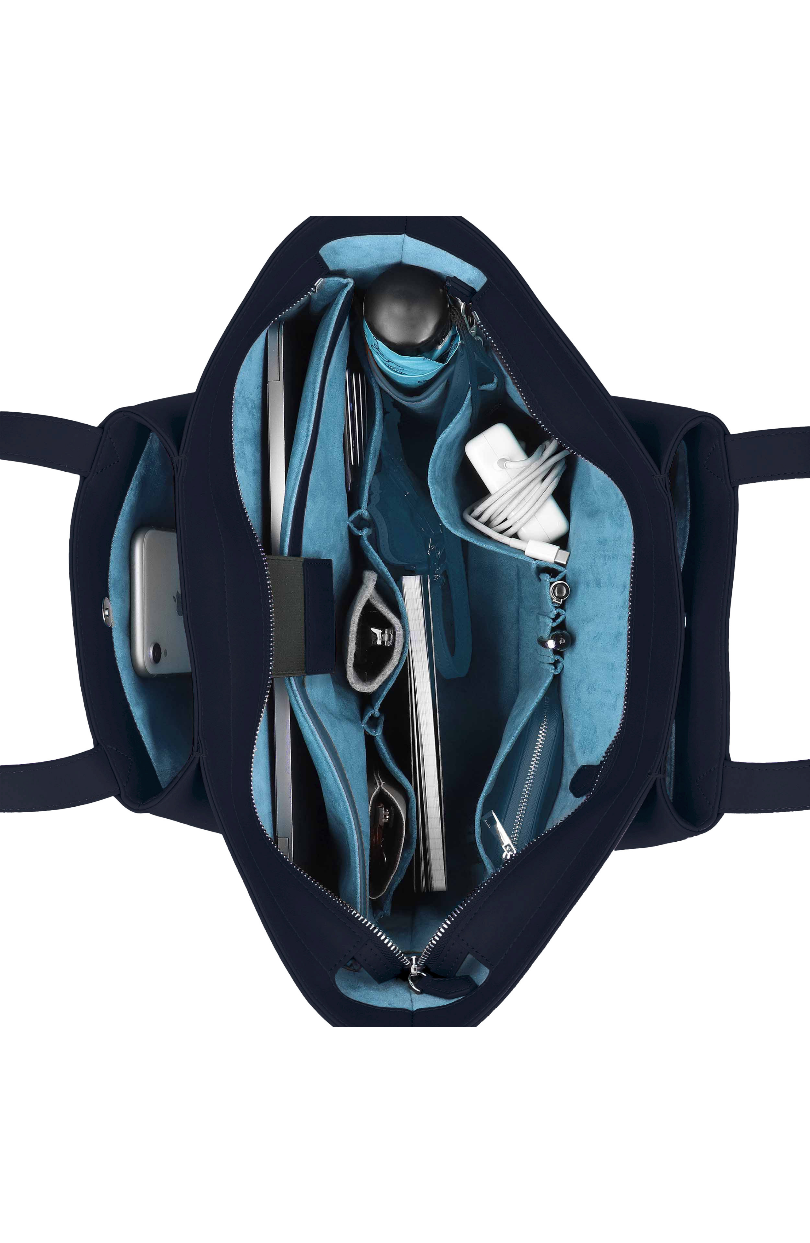 Pyramid Leather Tote Bag, Alternate, color, Night Blue