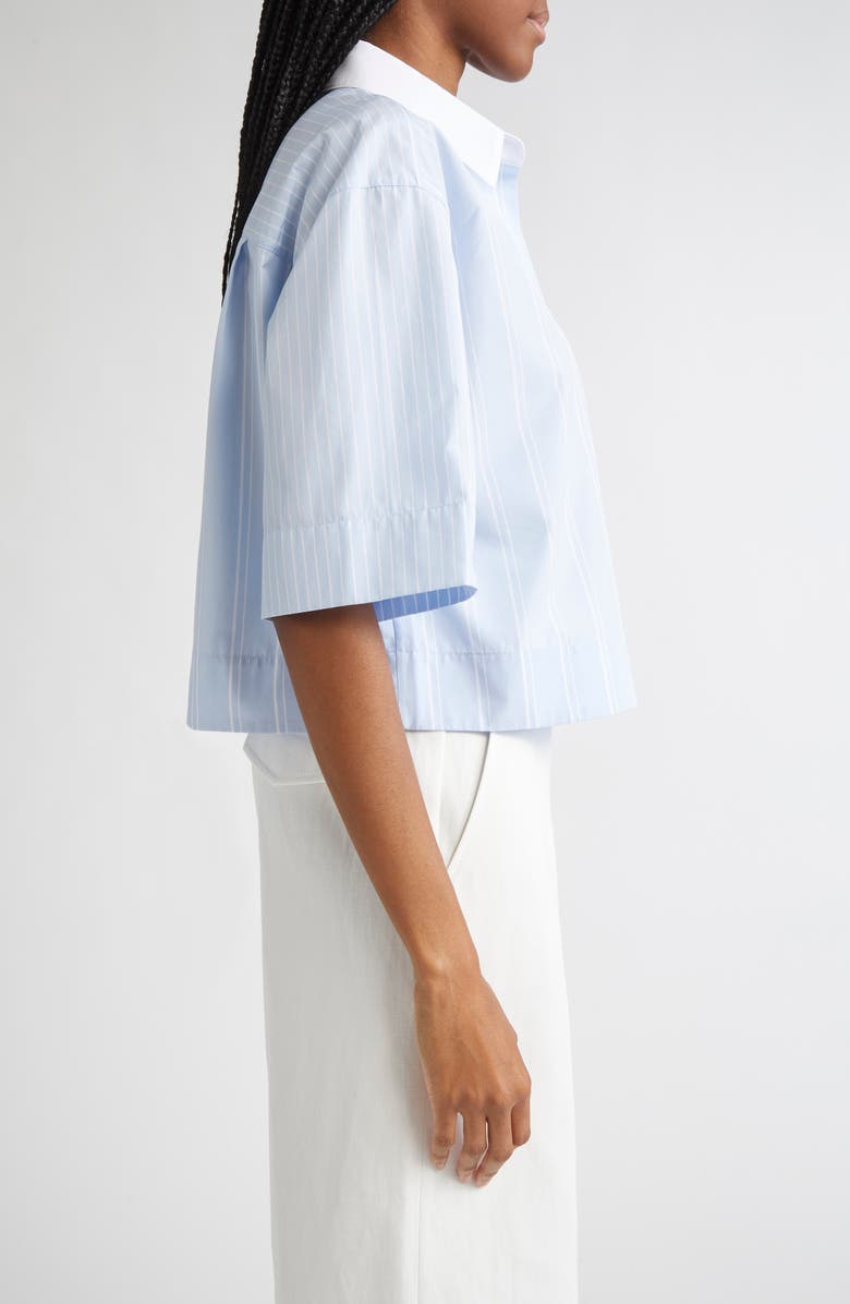 Lafayette 148 New York Montauk Stripe Cotton Crop Shirt, Alternate, color, Oxford Blue Multi