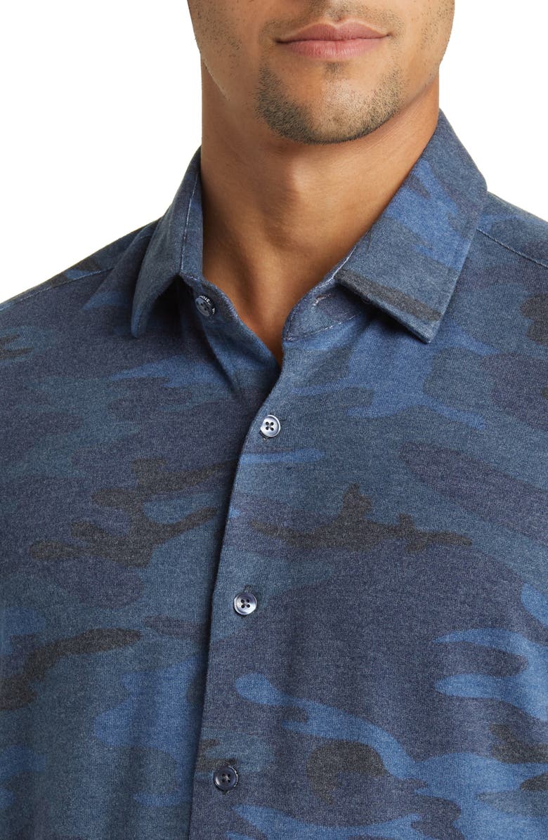 Stone Rose Camo Tech Fleece Button-Up Shirt, Alternate, color, 