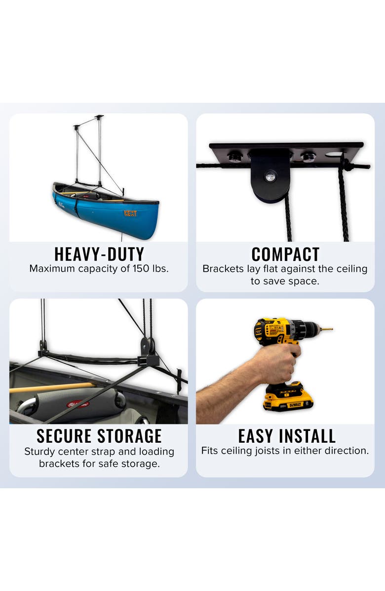 StoreYour Ladder Hoist -Holds up to 150 lbs -Up to 14' Lift, Alternate, color, Black