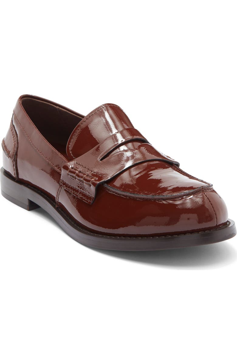 Jeffrey Campbell Books Penny Loafer, Main, color, Brown Crinkle Patent