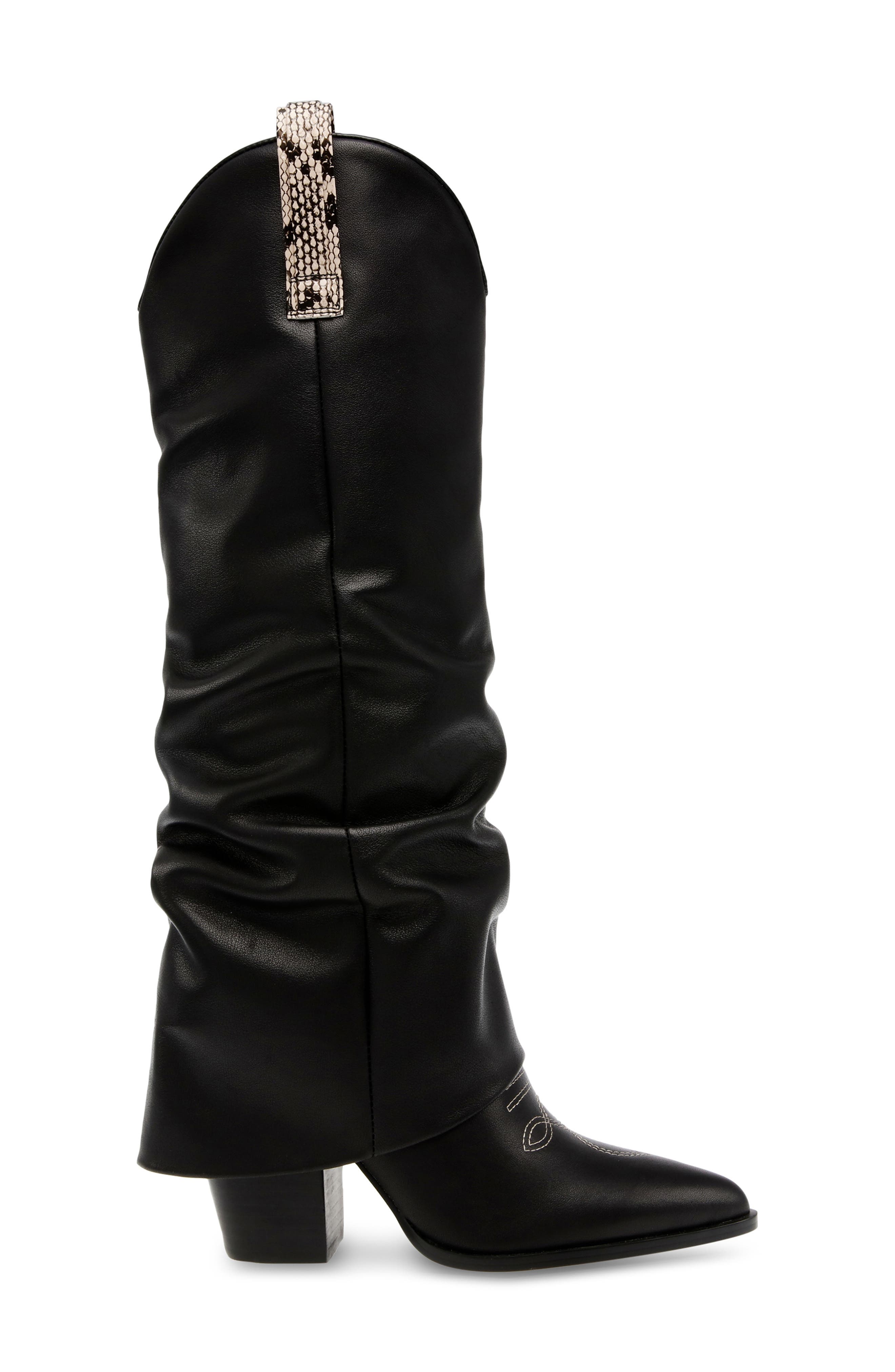 Steve Madden Lassy Ruched Pointed Toe Western Boot, Alternate, color, 