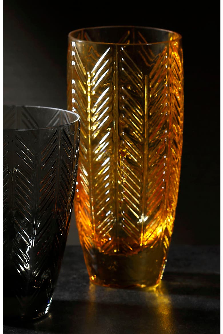Champagne Glasses ZIG ZAG Set of 6  Amber 11 oz, diam. 2.5", H 5.5", Alternate, color, Amber