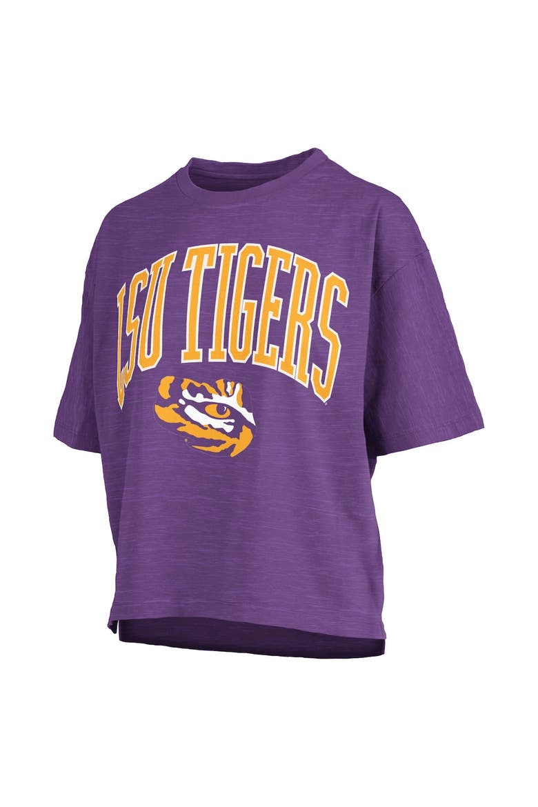 Women's Pressbox Purple LSU Tigers Nelson Arch Over Logo Waist Length Oversized Slub T-Shirt, Alternate, color, Purple