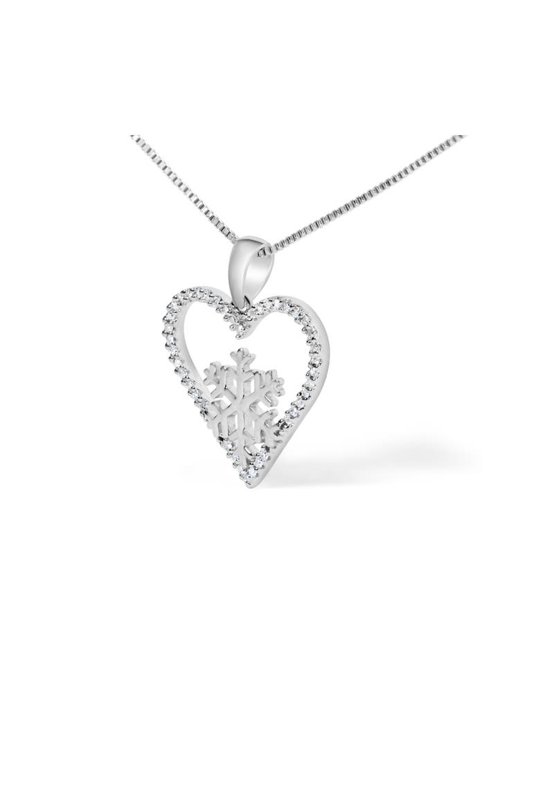 925 Sterling Silver 1/10ct TDW Diamond Heart Pendant Necklace 18", Alternate, color, Silver
