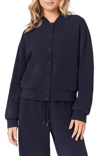 Scotch & Soda Jersey Bomber Jacket In Blue