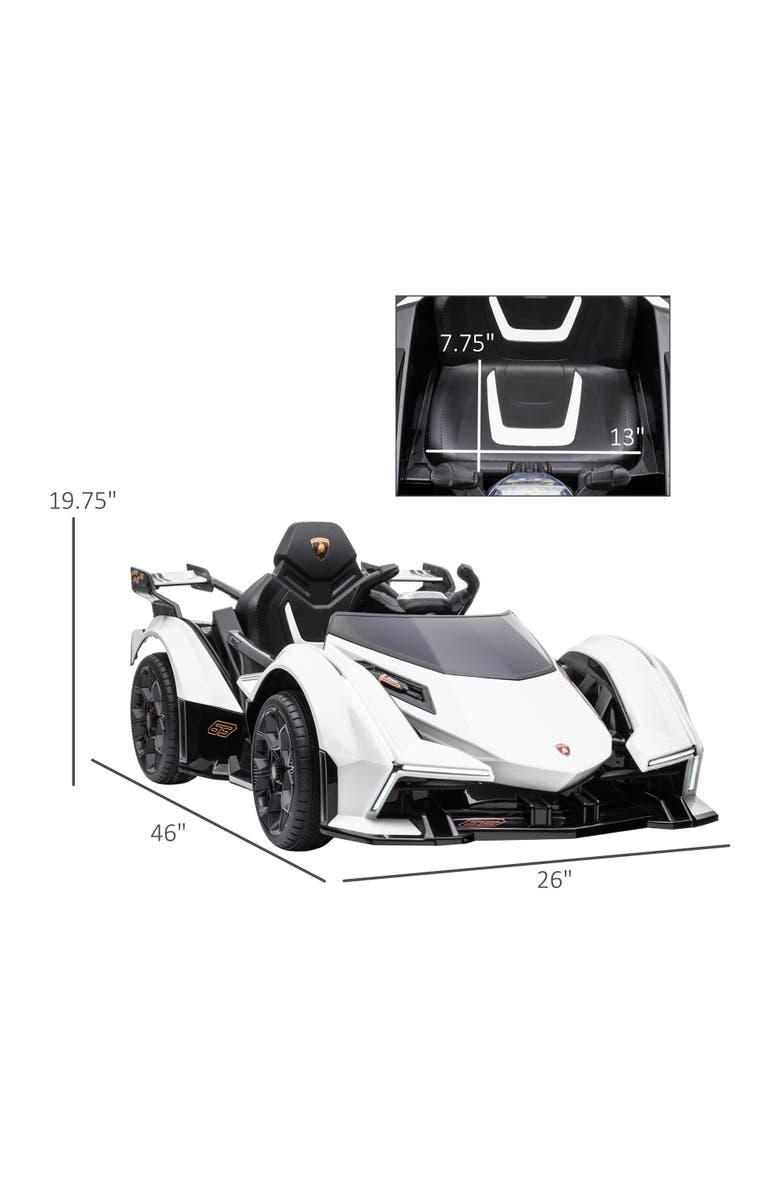 Aosom 12V Kids Electric Sports Car with Parent Remote, Bluetooth, Horn, Music, LED, Alternate, color, White