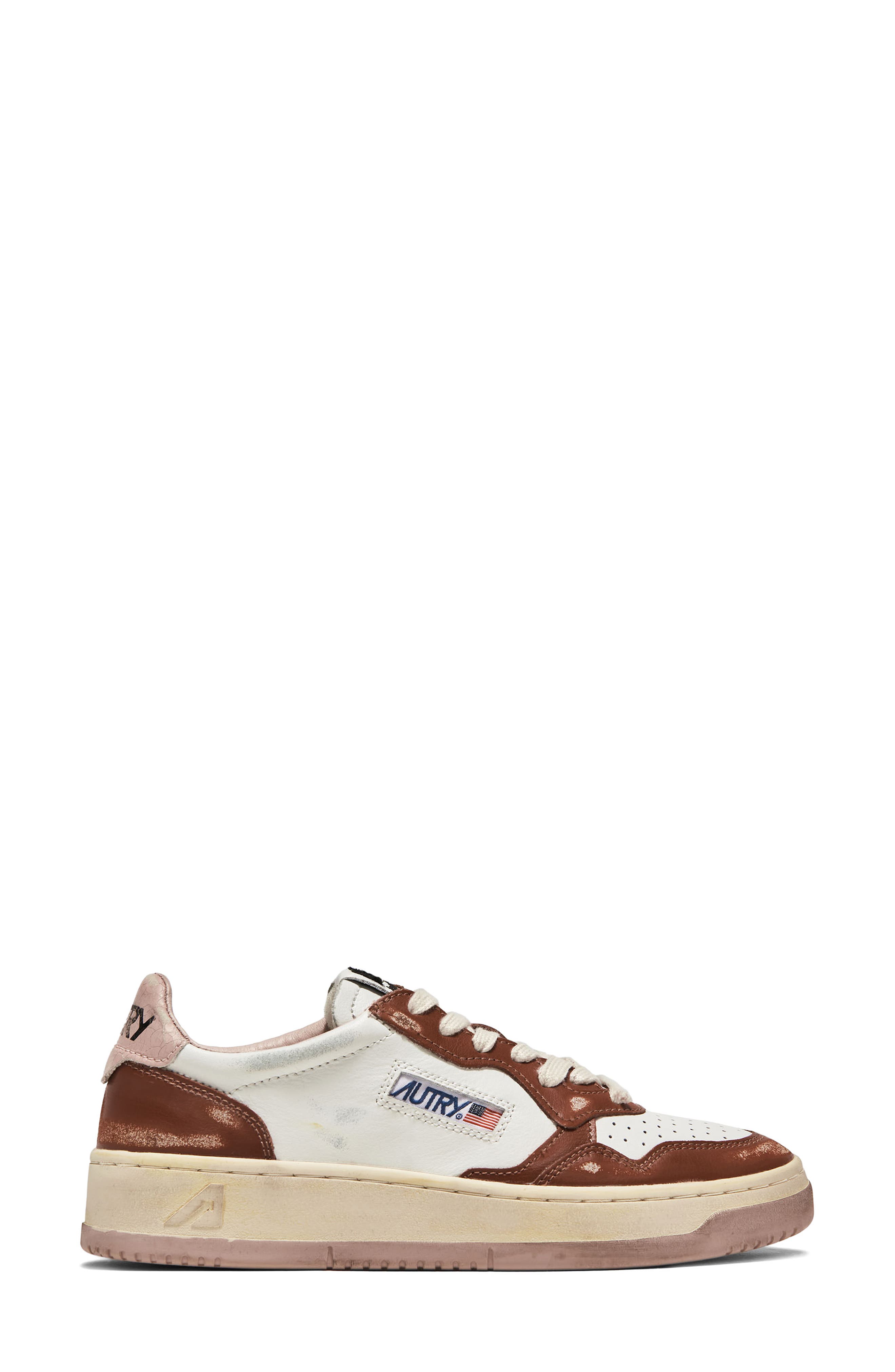 AUTRY Retro Low Sneaker, Alternate, color, White/ Brown/ Pink