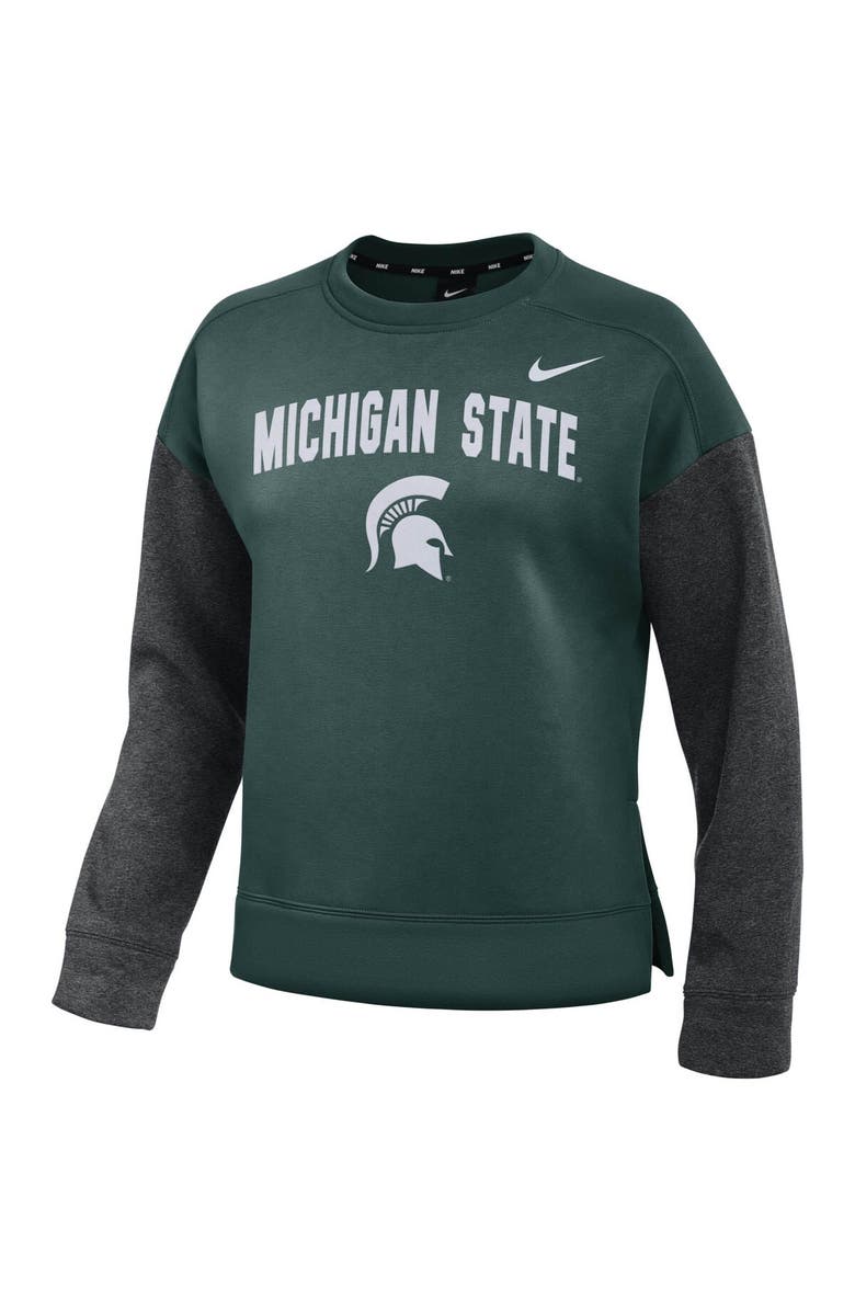 Nike Women's Nike Green/Charcoal Michigan State Spartans Campus Dolman Pullover Sweatshirt, Alternate, color, 