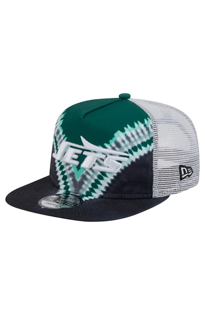 New Era Men's New Era Green/Black New York Jets Throwback Dye Golfer Snapback Hat, Main, color, Green