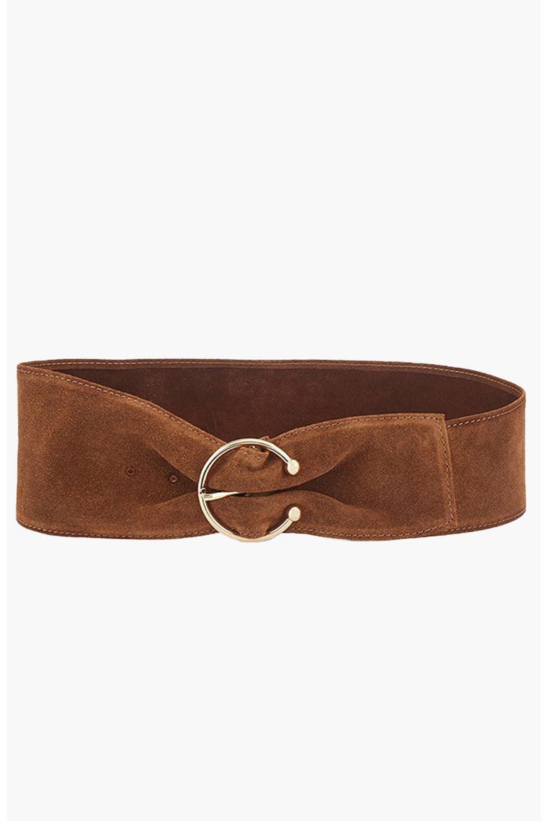 Wide Suede Waist Belt, Main, color, Cognac