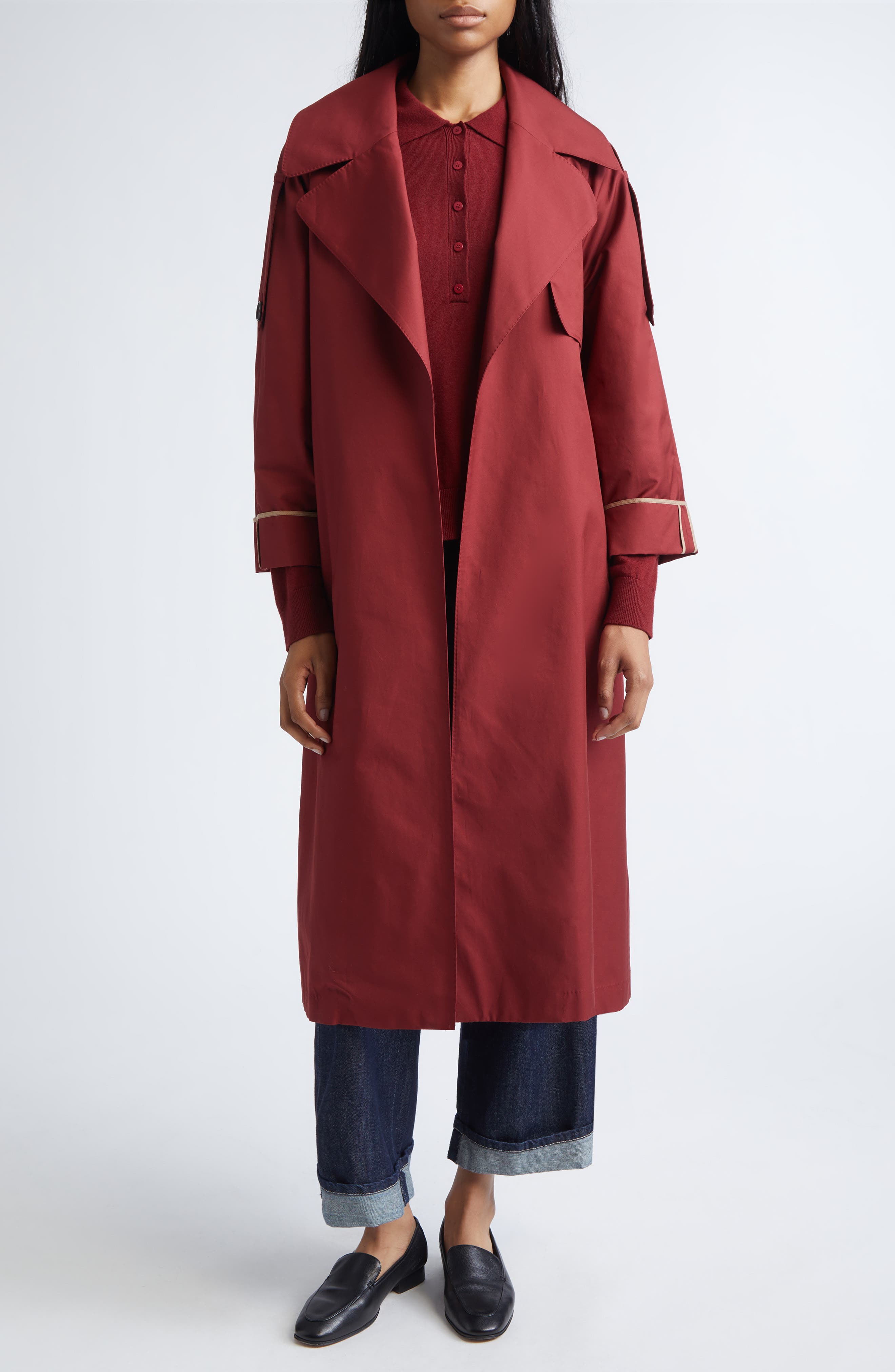 Water Repellent Belted Cotton Blend Trench Coat - image 2