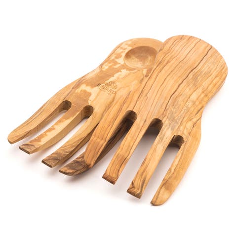 Olive Wood Salad Serving Hands, 2 Piece Set