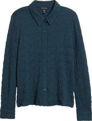 Eileen Fisher Texture Organic Cotton Blend Button-Up Shirt