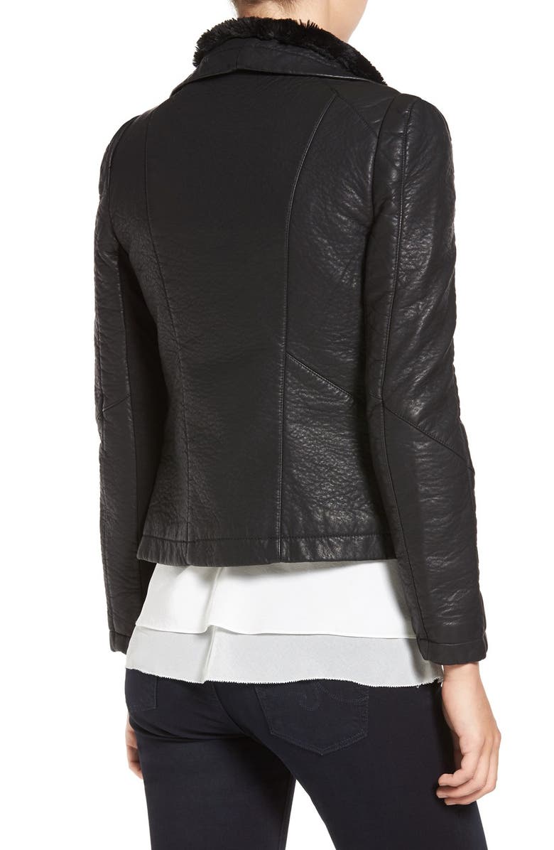 Love Token Faux Leather Jacket with Faux Shearling Trim, Alternate, color,