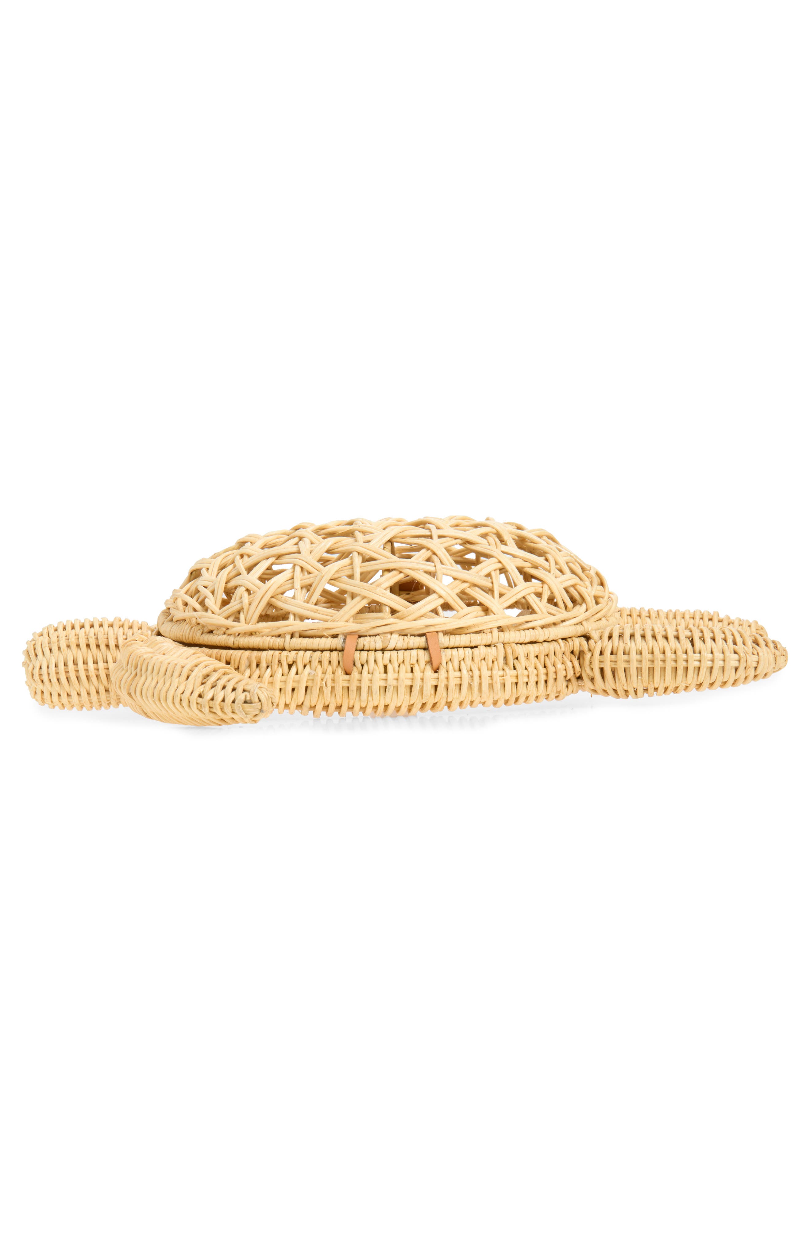 POOLSIDE The Tortoise Rattan Convertible Clutch, Alternate, color, Natural