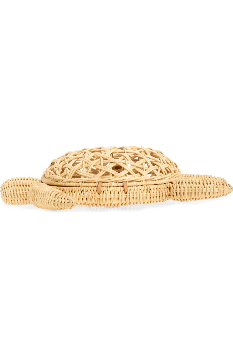 POOLSIDE The Tortoise Rattan Convertible Clutch, Alternate, color, Natural