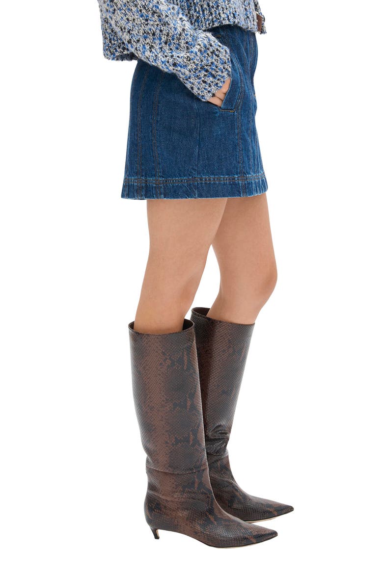 Garnet Topstitch Detail Denim Miniskirt, Alternate, color, OCEAN BLUE