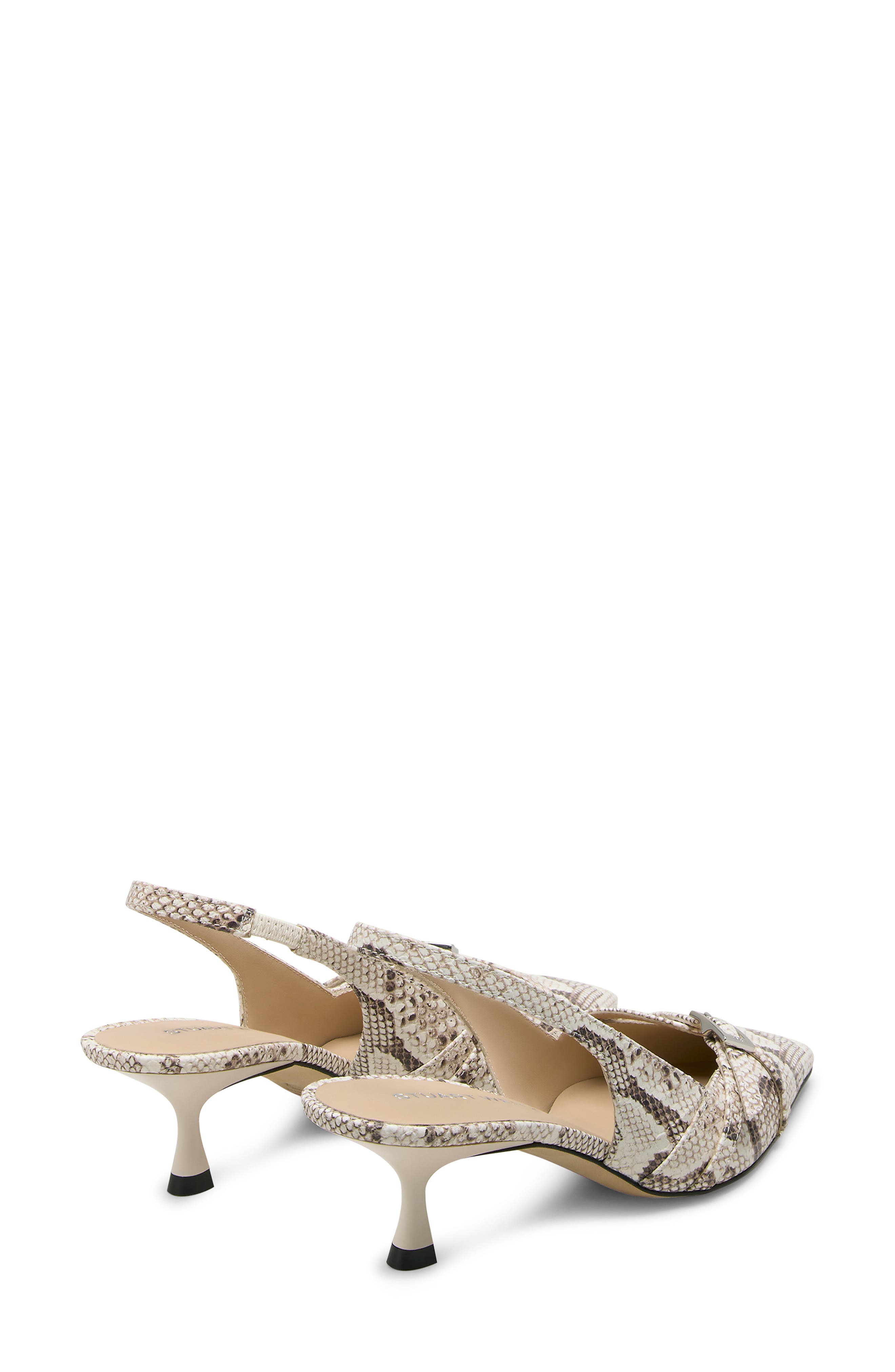 Stuart Weitzman Georgie Kitten Heel Slingback Pump, Alternate, color, Cream.