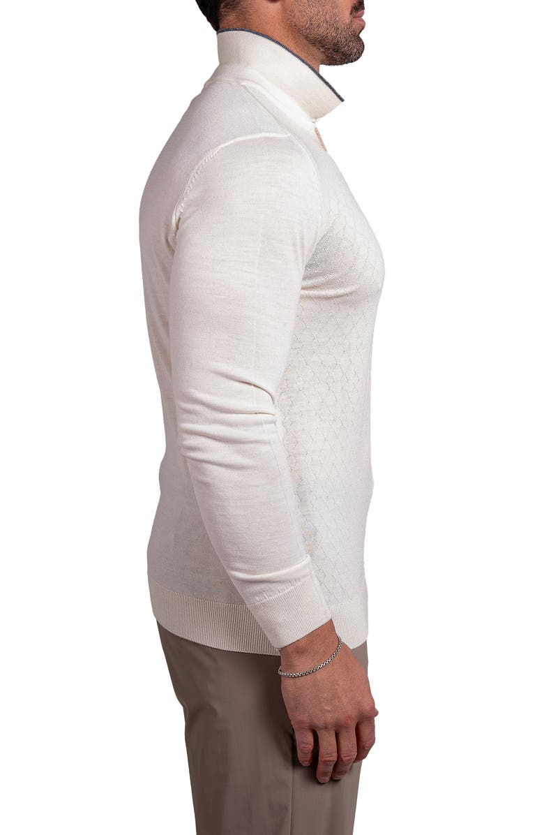 Maceoo Knitted Passion Merino Wool Quarter Zip Sweater, Alternate, color, White