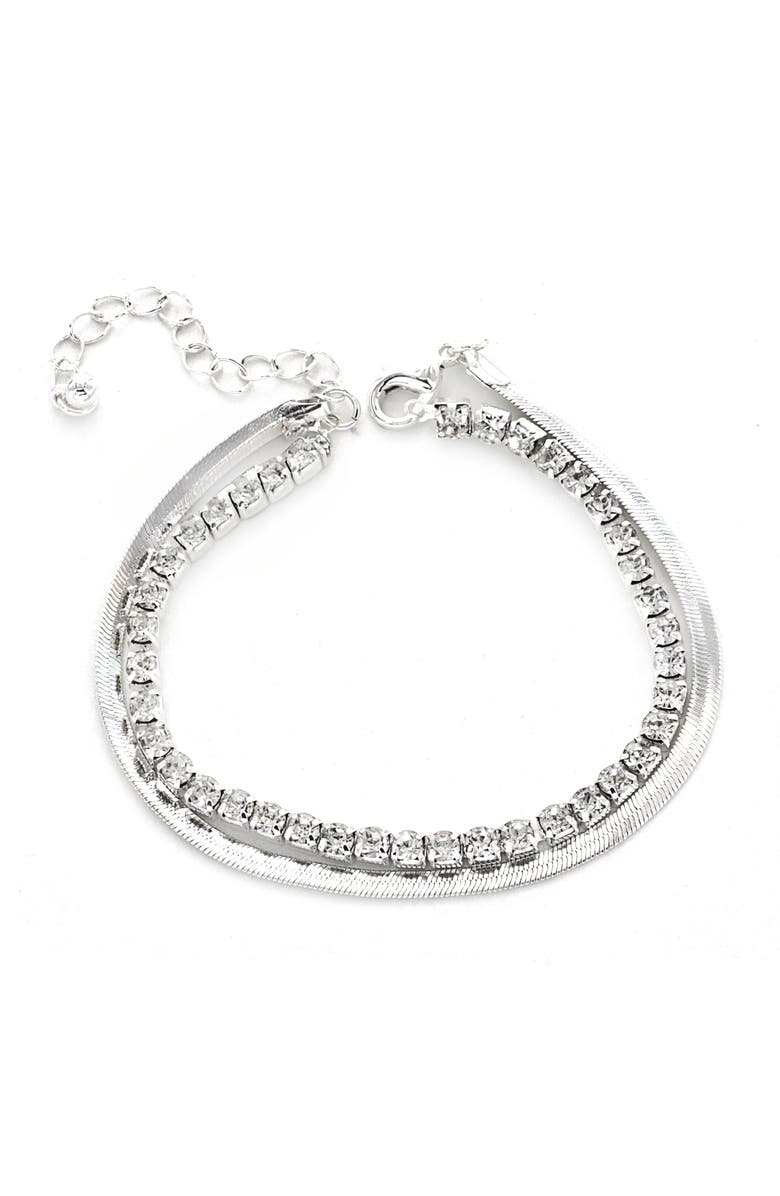Panacea Layered Snake Link Bracelet, Main, color, Silver
