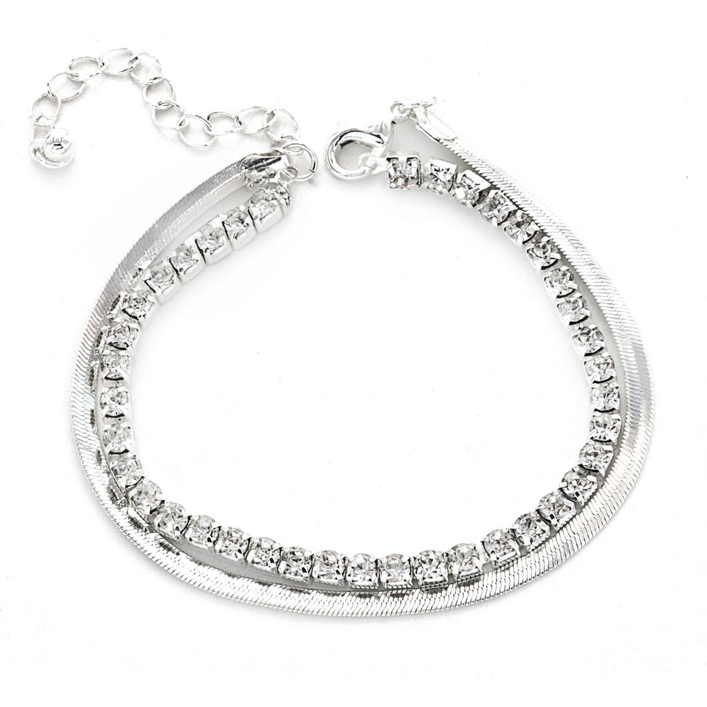 Panacea Layered Snake Link Bracelet In Silver
