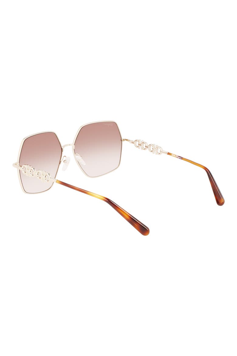 Gancini 61mm Gradient Rectangular Sunglasses, Alternate, color, ROSE GOLD/BORDEAUX
