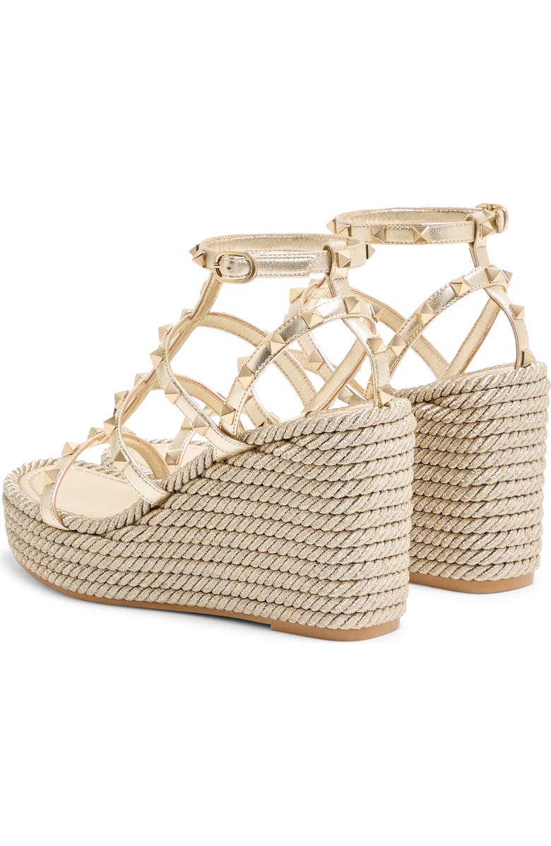 Valentino Rockstud Espadrille Wedge Sandal, Alternate, color, Platino