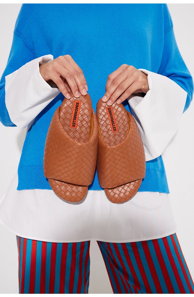 SIMONMILLER VEGAN FTW Woven Bubble Slide Sandal, Chestnut, Alternate, color, Black