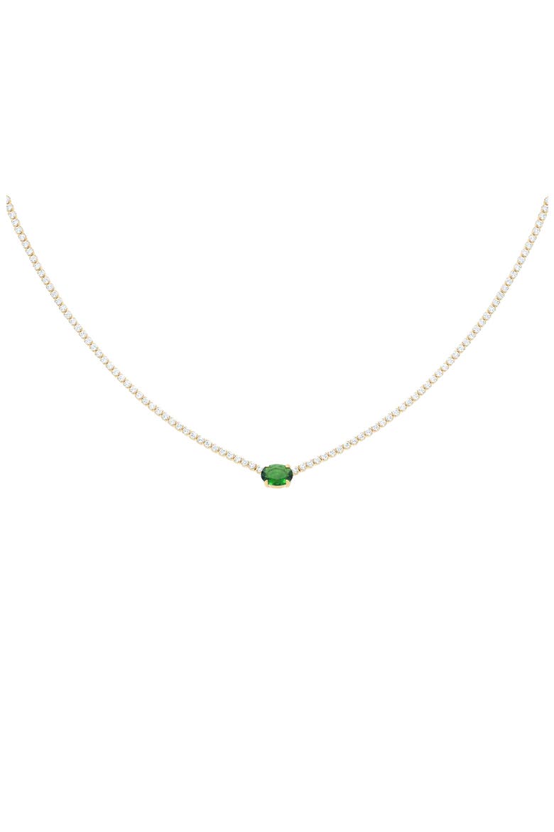 Sterling Silver 18k Gold Plated Priscilla Emerald Necklace Statement, Main, color, Gold