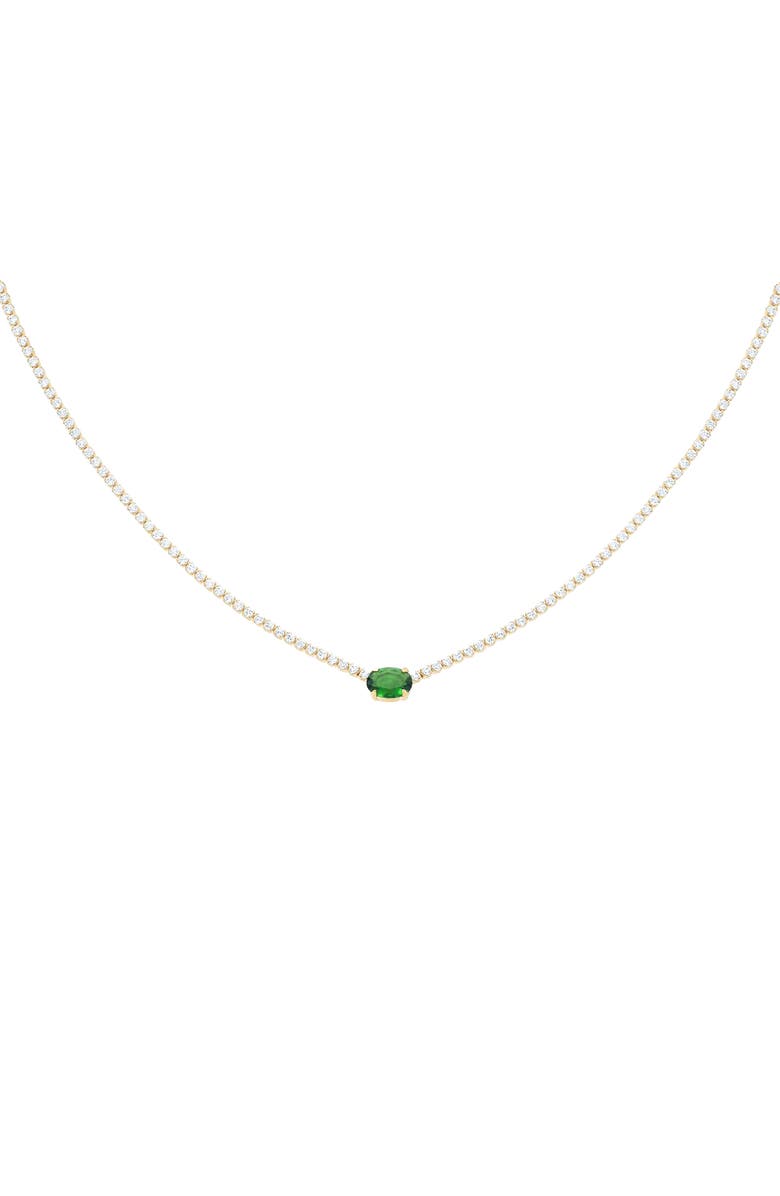 Bearfruit Jewelry Sterling Silver 18k Gold Plated Priscilla Emerald Necklace Holiday Gift Idea, Main, color, Gold
