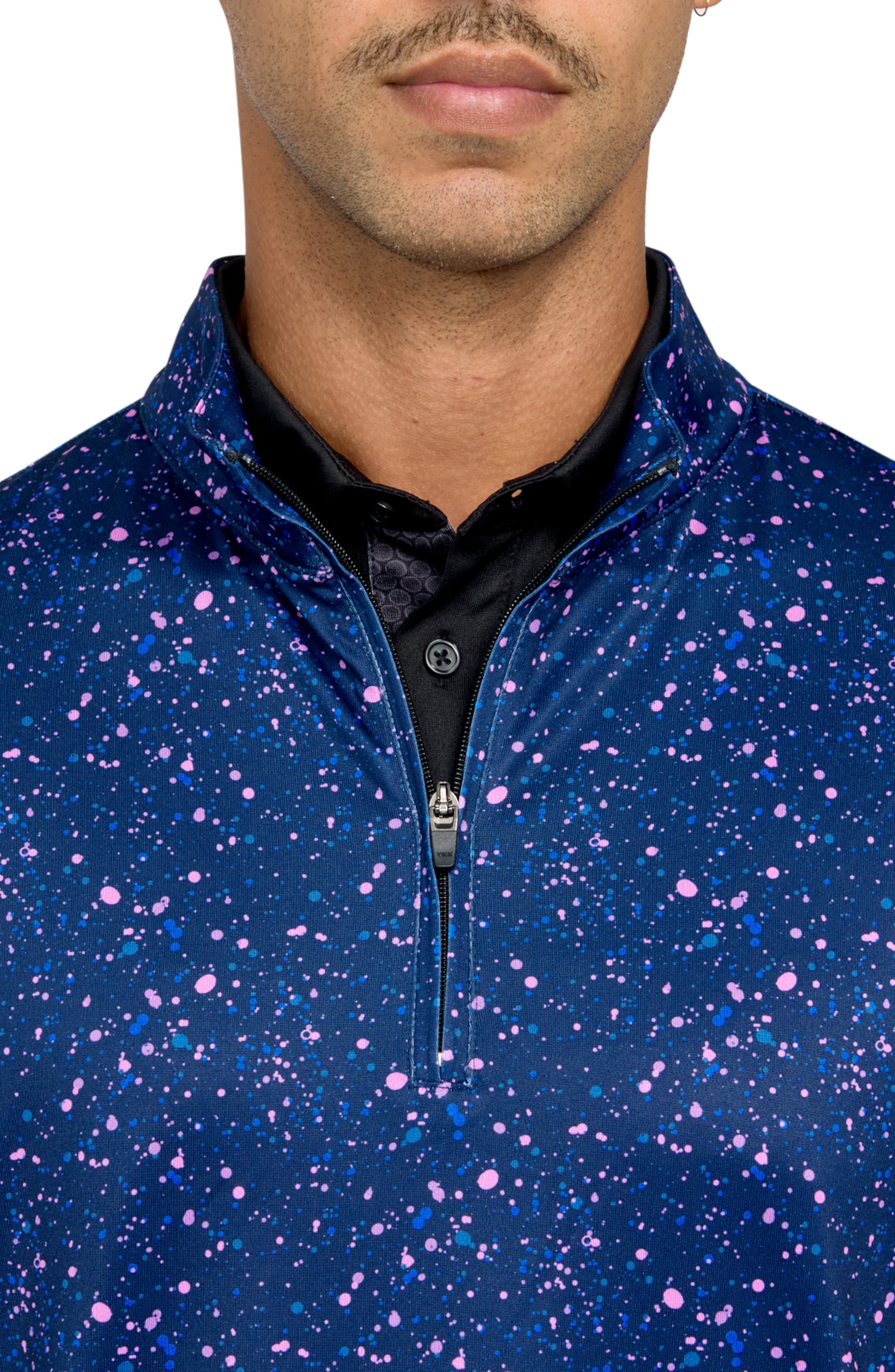 Regular Fit Paint Splatter Print Recycled Performance Quarter Zip - image 2