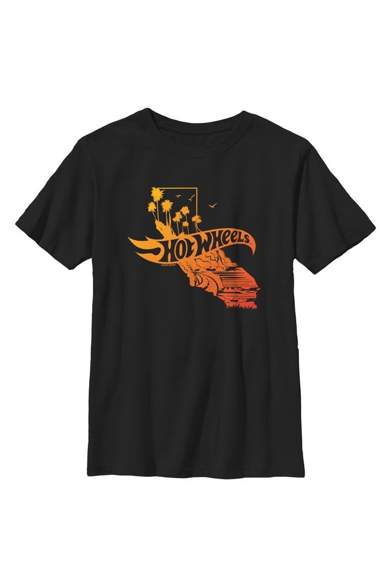 Boy's Hot Wheels California Palm Trees  Graphic T-Shirt, Main, color, Black