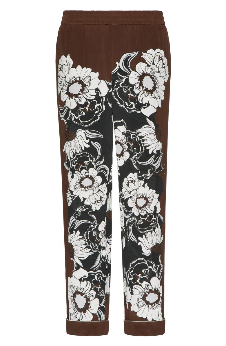 Valentino Garavani Floral Print Cuff Silk Pants, Main, color, 