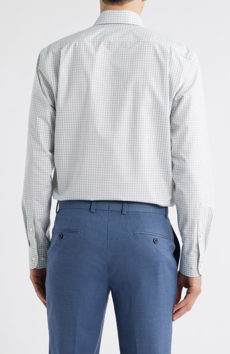 Nordstrom Trim Fit Plaid Non-Iron Cotton Dress Shirt, Alternate, color, Green Vincentia Plaid