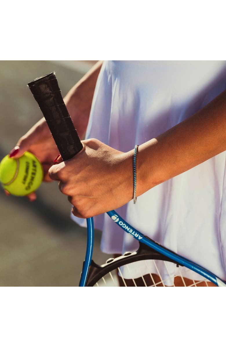 Spero London Sterling Silver Blue Gradient Fine Tennis Bracelet, Alternate, color, Silver