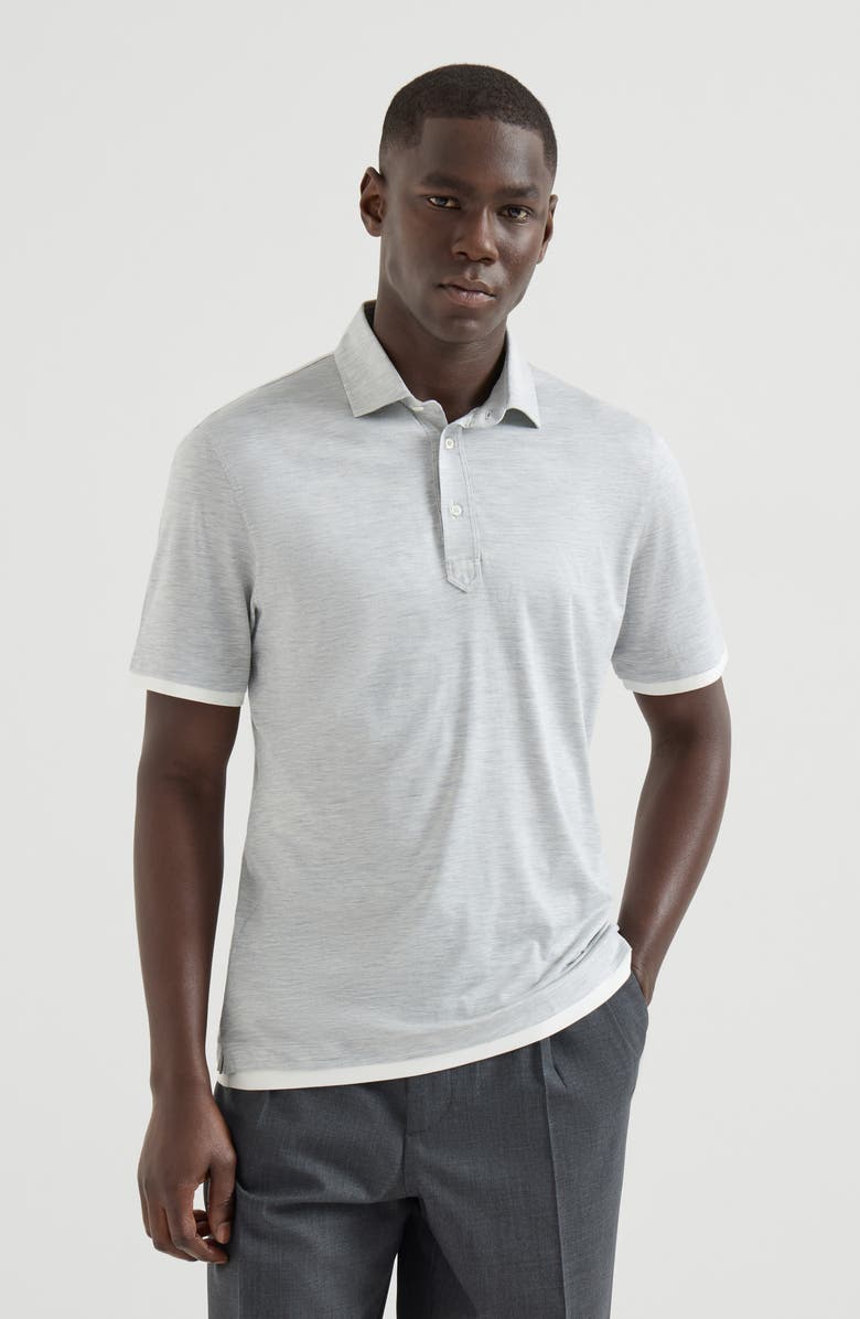 Brunello Cucinelli Polo with shirt collar, Main, color, Off-White