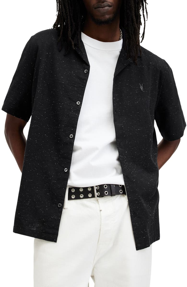 AllSaints Bryant Relaxed Fit Neppy Camp Shirt, Main, color,