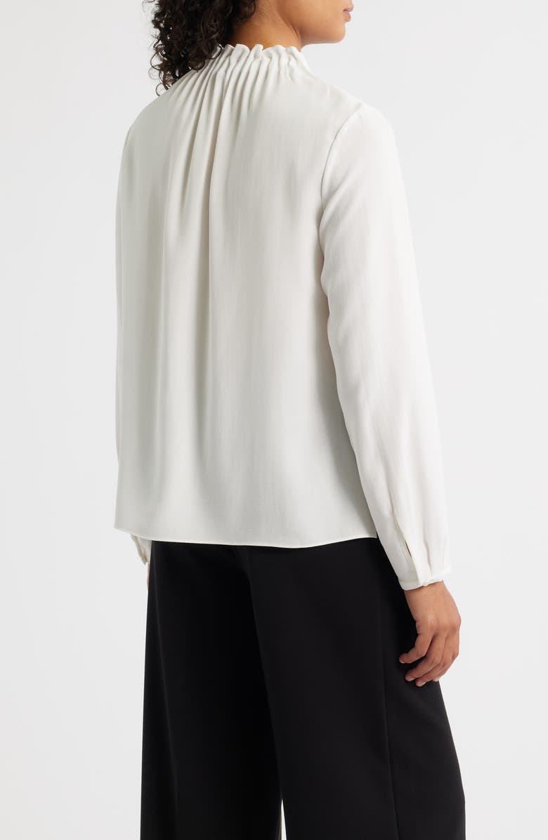 Eileen Fisher Gathered Neck Long Sleeve Silk Shirt, Alternate, color,