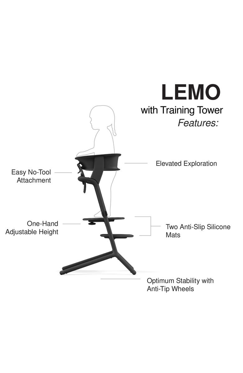 CYBEX LEMO 3-in-1 High Chair with Baby Set & Tray, Alternate, color, Stunning Black