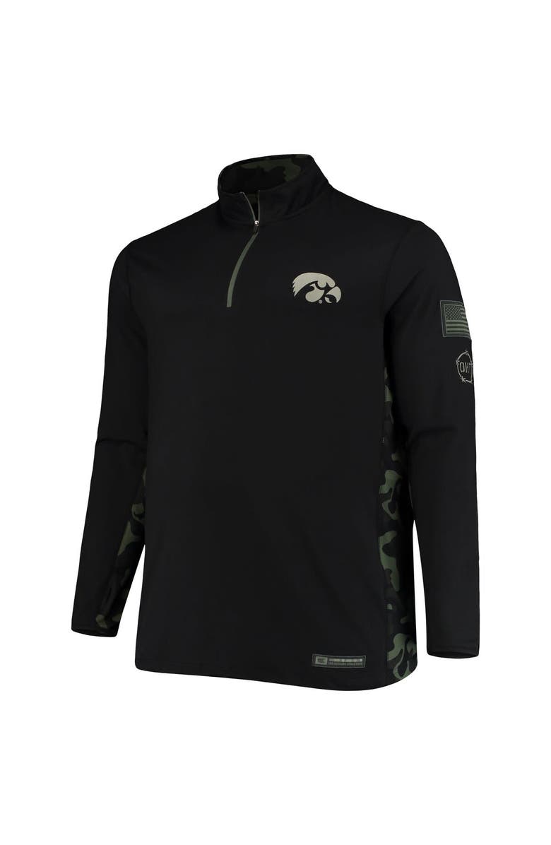 COLOSSEUM Men's Colosseum Black Iowa Hawkeyes OHT Military Appreciation Big & Tall Quarter-Zip Jacket, Alternate, color, 