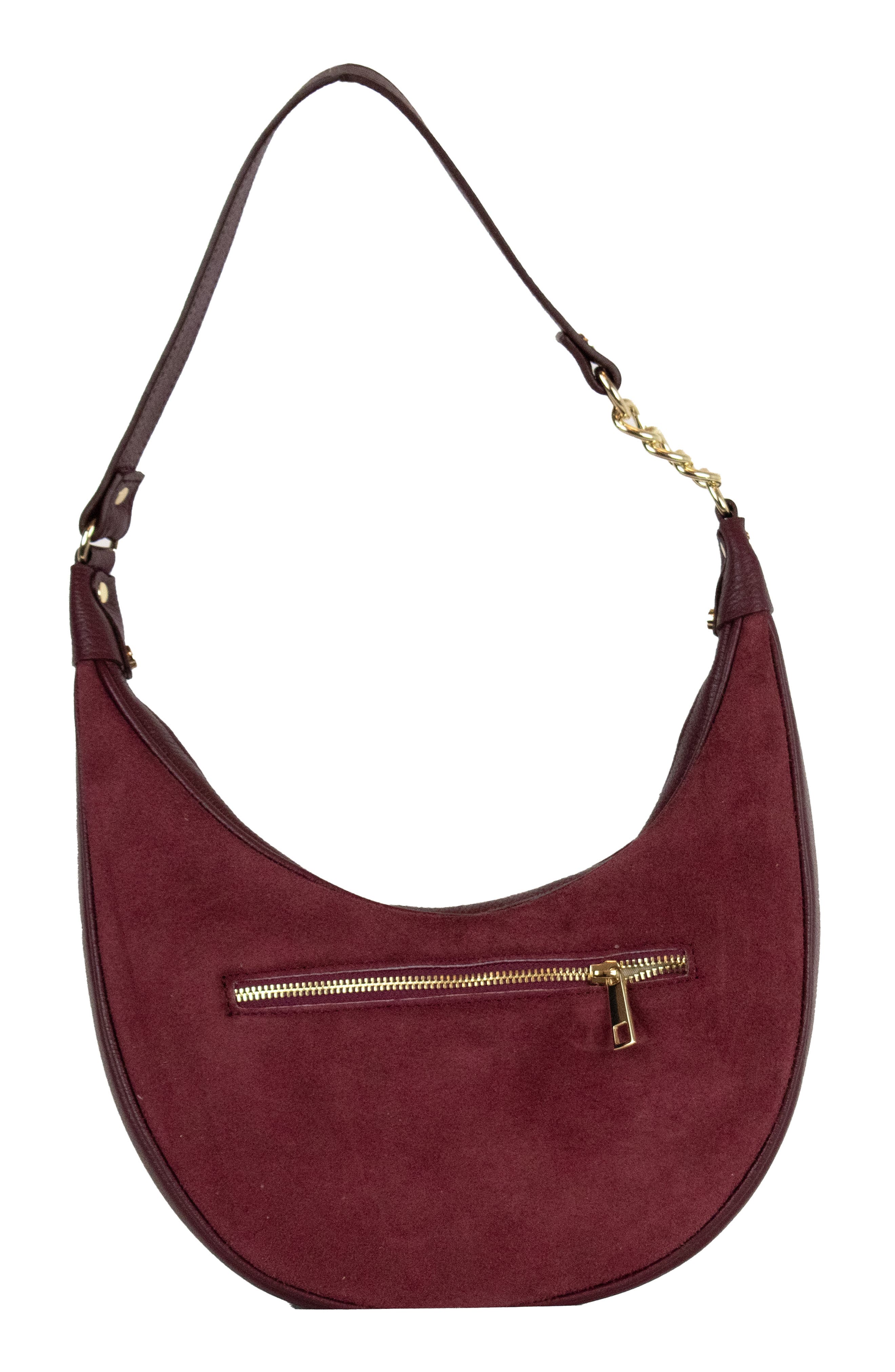 Studded Suede Shoulder Bag, Alternate, color, DARK RED